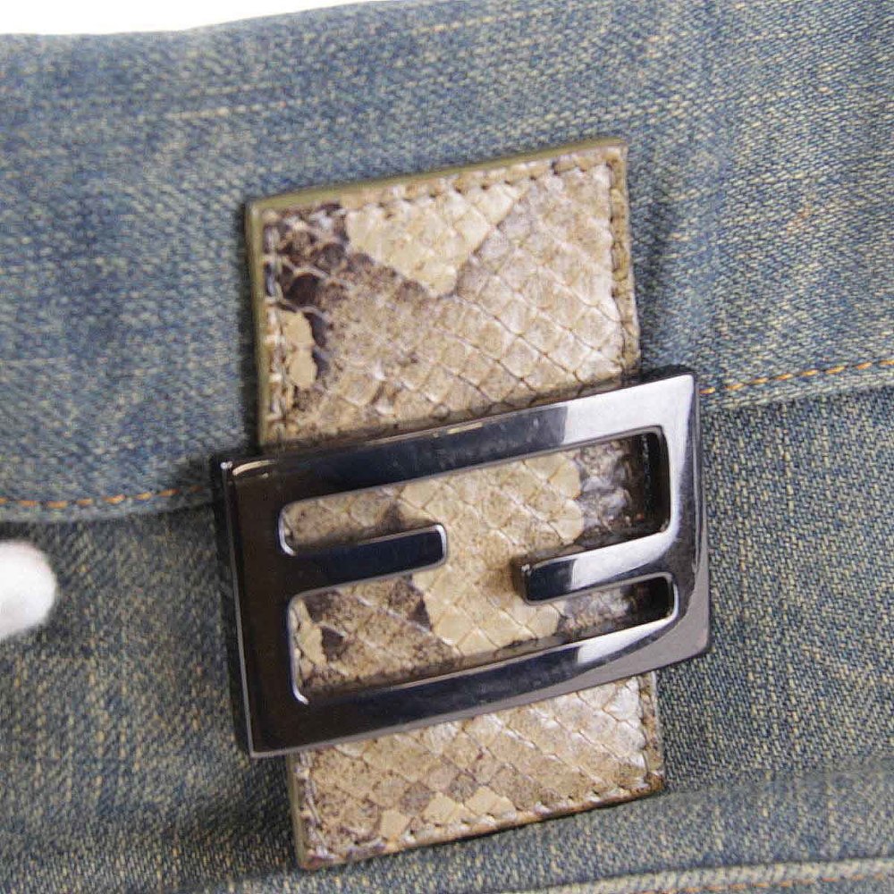 Fendi Mini Bucket Handbag Denim Python Blue - image 5